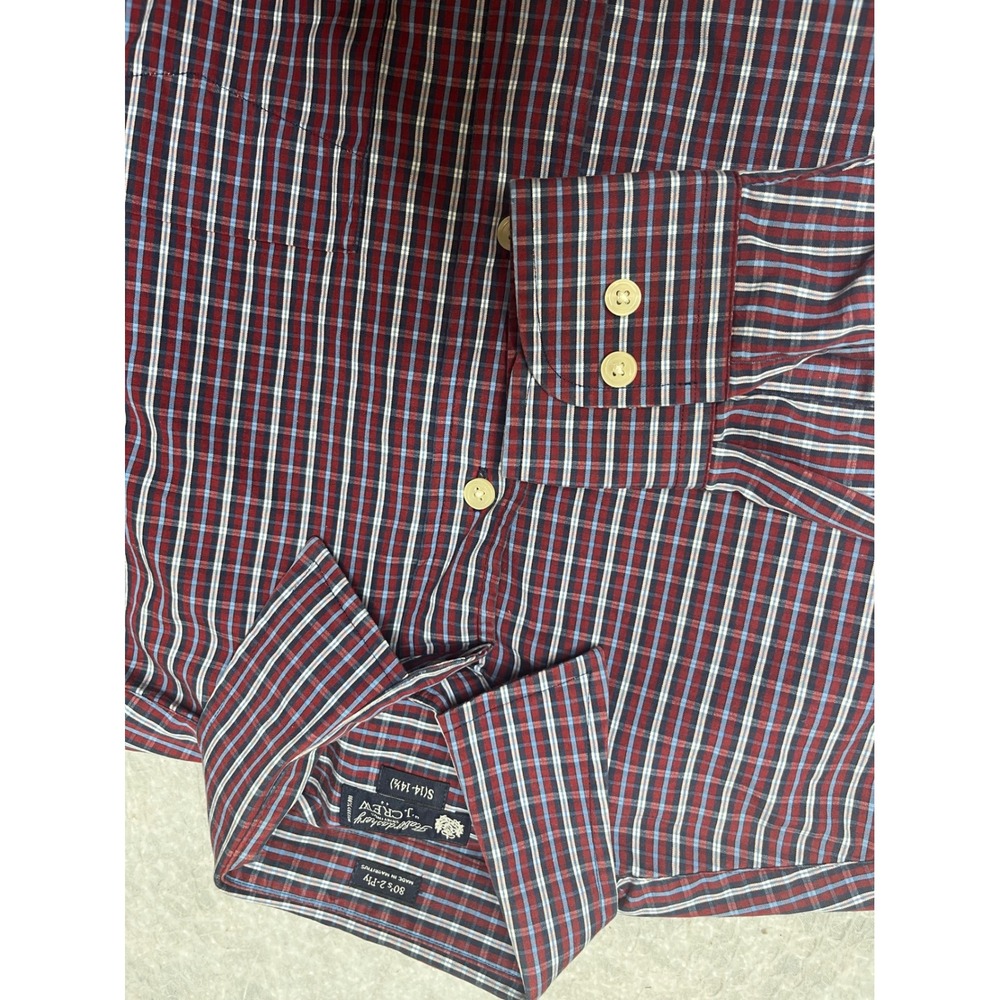 J.Crew Haberdashery Mens Small 80s 2-Ply Cotton Plaid Button Down Shirt Burgundy